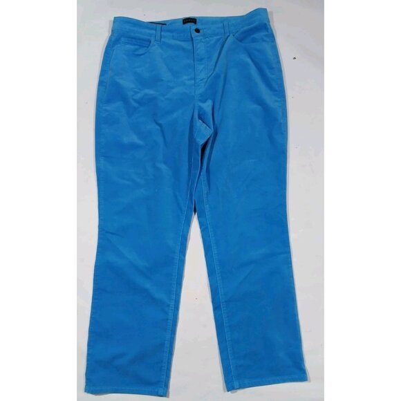 Talbots Velveteen Straight Leg Pants Size 16 Curvy Bright Blue Fall Velvet - Picture 1 of 9